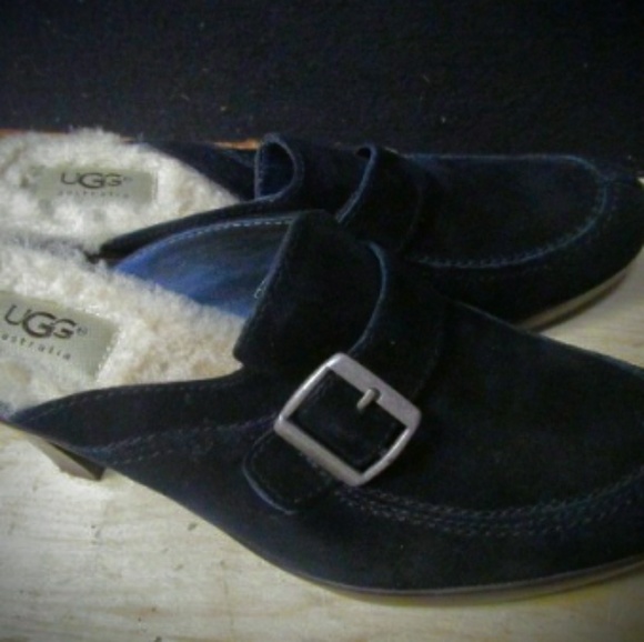 UGG Brand Black Suede, Heeled Clogs--Like NEW!! - Picture 2 of 2
